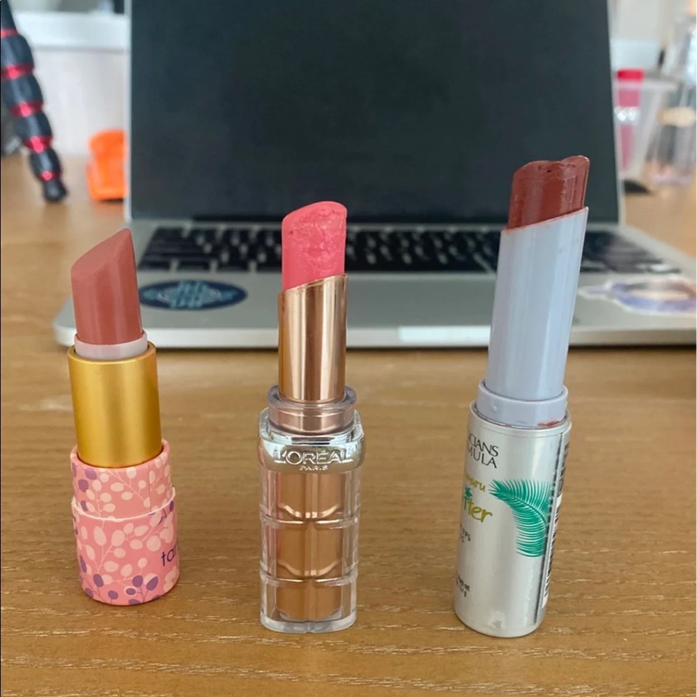 lipsticks from loreal tarte and phsicians formula